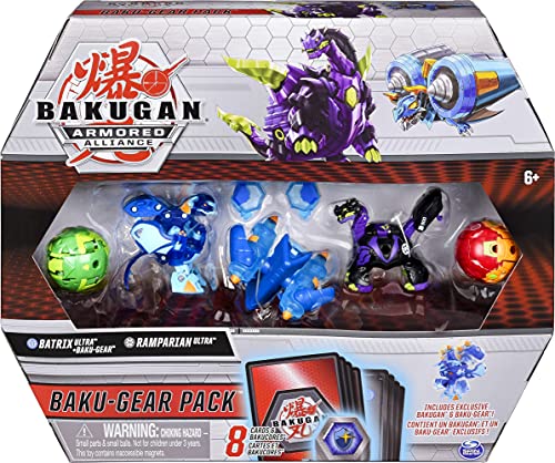 Bakugan Baku-Gear 4 unidades, Batrix Ultra con Baku-Gear y Ramparian Ultra, figuras de acción coleccionables