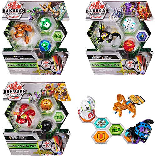 BAKUGAN Collectible Action (Styles Vary) Starter Pack 3-Pack, Fused Hydorous x Trhyno Ultra, Armored Alliance Figuras de acción coleccionables (los Estilos varían), Color Gris (Spin Master 6055886)