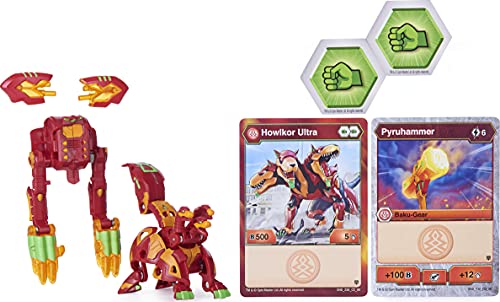 Bakugan Ultra, Pyrus Howlkor con transformación Baku Gear, Armored Alliance Figura de acción coleccionable de 3 pulgadas de altura