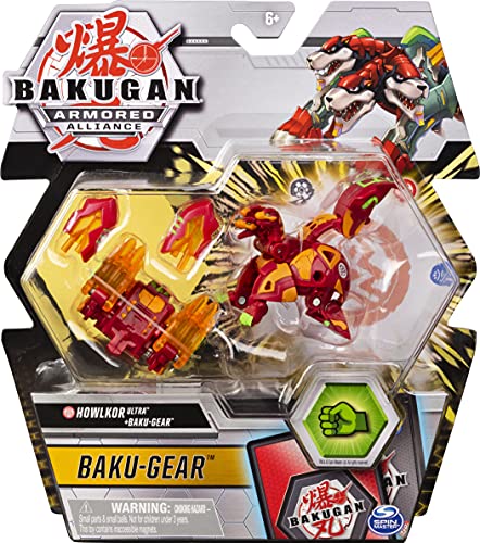 Bakugan Ultra, Pyrus Howlkor con transformación Baku Gear, Armored Alliance Figura de acción coleccionable de 3 pulgadas de altura