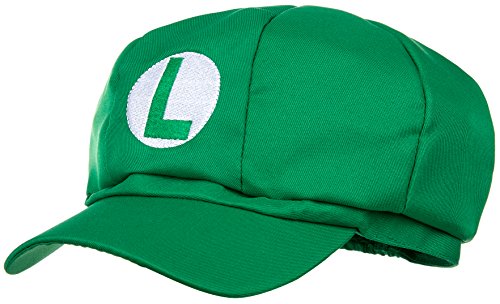 Balinco PAQUETE DOBLE de gorra de Super Mario + gorra de Luigi + guantes blancos y barbas adhesivas para mujeres, hombres y niños - Gorras de disfraces de carnaval