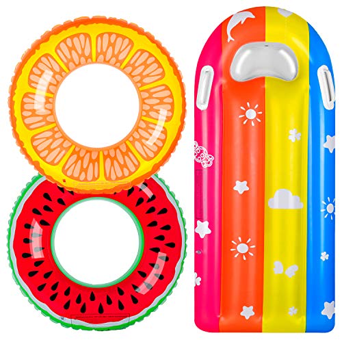 balnore Anillo de Natación para Niños, 3 PCS Flotadores Piscina para Niños y Adultos, Colchoneta Piscina, Juguetes de Verano para Piscina, Playa