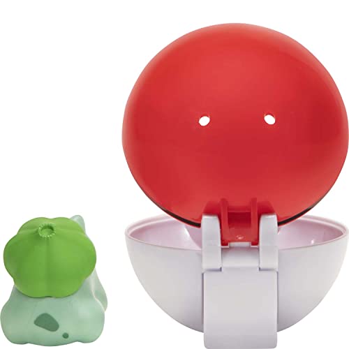 BANDAI Ball Clip 'N' Go – 1 Bola de Poké + 1 Figura de 5 cm Bulbizarre (Bulbasaur) – Accesorio para disfrazarse de Entrenamiento Pokémon (JW0146)