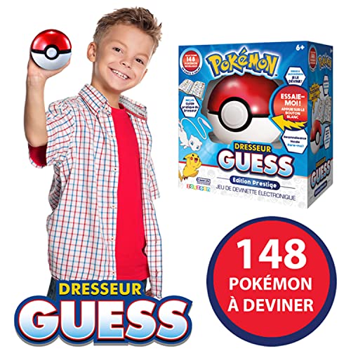 BANDAI Entrenador Guess Prestige electrónico en Forma de Poke Ball – Juego Interactivo, sin Pantalla, con reconocimiento de Voz sobre el Universo de Pokémon – Habla francés – ZZ21118