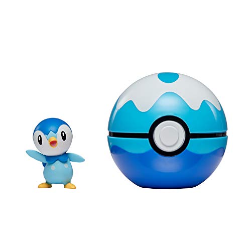 Bandai – Pokémon – Poké Ball & Figura Clip 'N' Go – 1 Scuba Ball + 1 Figura de 5 cm Tiplouf (Piplup) – Accesorio para disfrazarse en Dressor Pokémon – WT97899