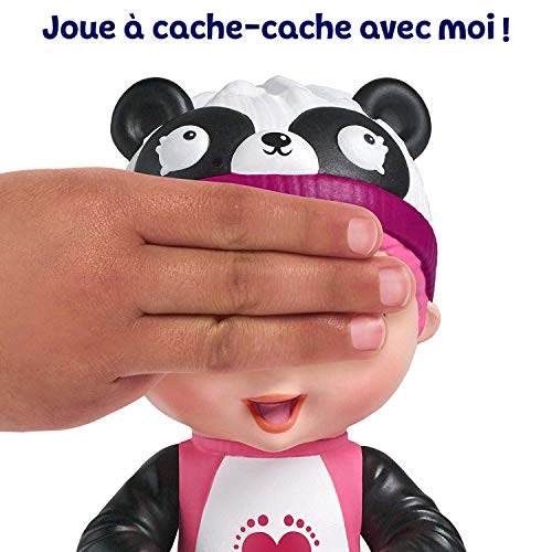 BANDAI- Tiny Toes – Mini muñeca interactiva de 14 cm – Gabby Babille – Panda – Negro y Blanco – Habla Francesa, Color (82796)