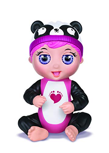 BANDAI - Tiny Toes - Minimuñeca interactiva 14 cm - Gabby plappert - Panda Blanco y Negro - Habla alemán - 82787