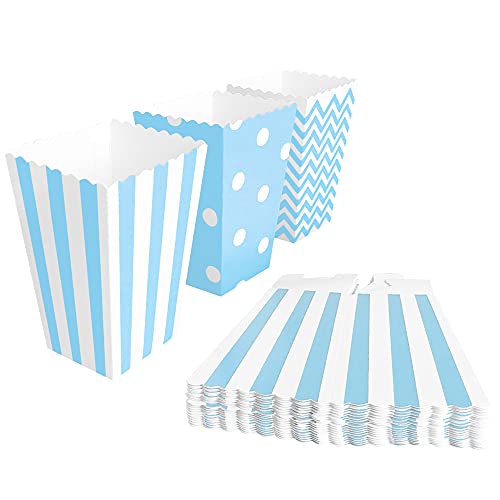 BangShou 60pcs Cajas de Palomitas Cartón Caramelo Contenedor Cine Pequeñas Cajas de Palomitas de Maíz 12 x 7.5cm (Azul)