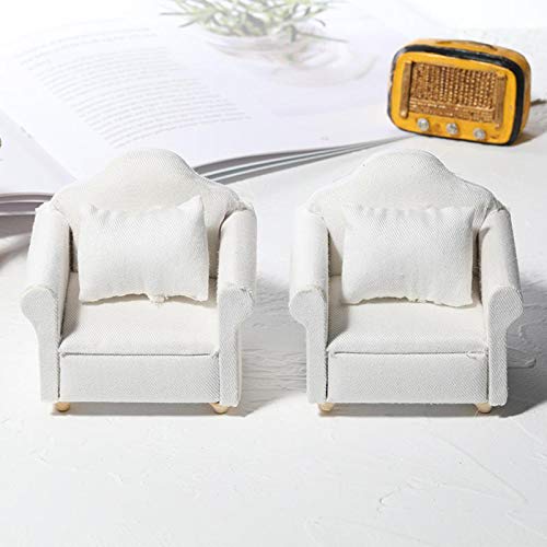 Baosity Sillón de Sofá de Casa de Muñecas en Miniatura - Muebles de Casa de Muñecas - Diseño Moderno Blanco