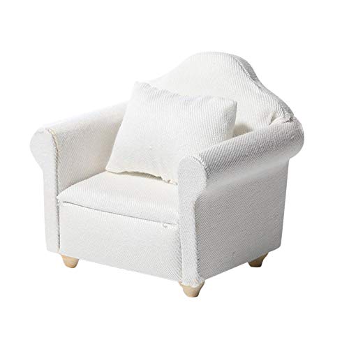 Baosity Sillón de Sofá de Casa de Muñecas en Miniatura - Muebles de Casa de Muñecas - Diseño Moderno Blanco