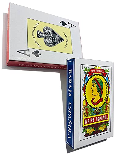 Baraja Española y Baraja de Poker | Set Baraja de Cartas | Barajas de Cartas Calidad Casino | Juego de Naipe Español y Baraja de Poker, 2 Juegos de Cartas con Funda.