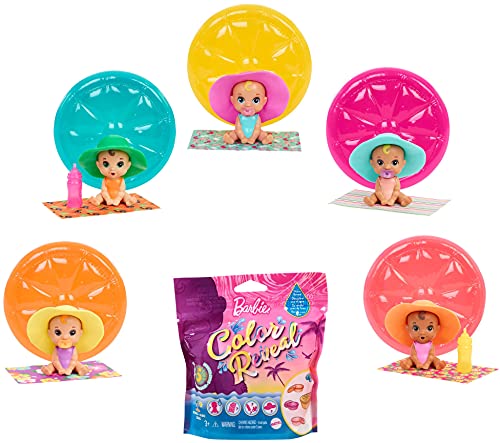 Barbie Bebés Color Reveal Arena y Sol, muñeco sorpresa con sombrero y accesorios de juguete (Mattel GTT12)