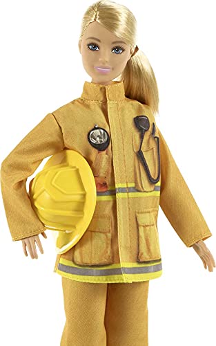 Barbie Bombera Muñeca con Traje de bombera, Perrito de Juguete y Accesorios para Luchar contra el Fuego (Mattel GTN83)