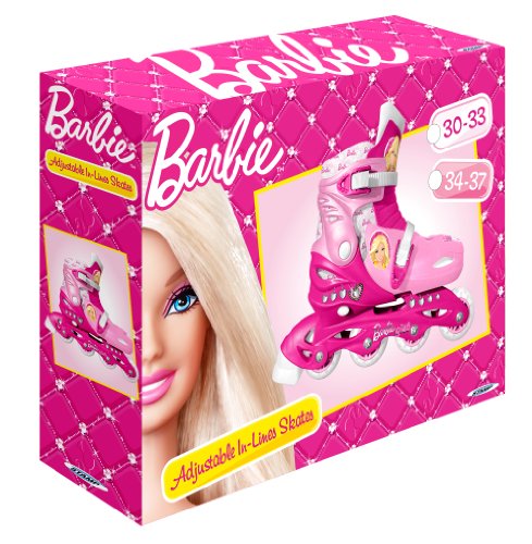 Barbie CB901303 - Patines en línea Ajustables (Talla 30-33), diseño