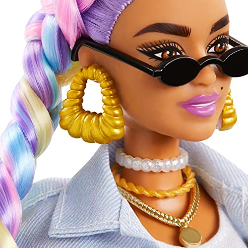 Barbie Extra Muñeca Articulada con Trenzas De Colores, Accesorios De Moda Y Mascota (Mattel Grn29) + Extra Muñeca Articulada con Pelo Azul Rizado, Accesorios De Moda Y Mascotas (Mattel Grn30)