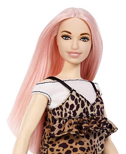 Barbie Fashionista - Muñeca con pelo rosa y vestido de leopardo (Mattel FXL49)