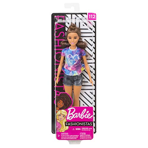 Barbie Fashionista - Muñeca morena con moño y shorts tejanos (Mattel FYB31)