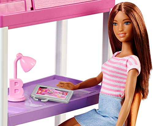 Barbie Muñeca con muebles de dormitorio y accesorios (Mattel FXG52)