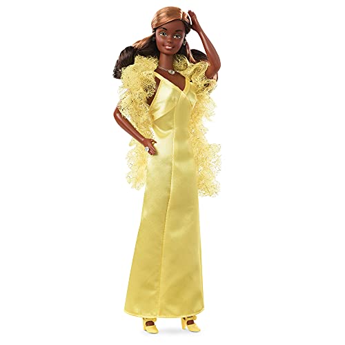 Barbie Signature Superstar Christie, muñeca de colección de juguete con vestido amarillo de fiesta (Mattel GXL28)