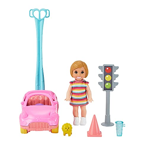 Barbie Skipper Muñeca bebé con cohe para arrastar de juguete y accesorios para jugar, regalo para niñas y niños +3 años (Mattel GRP17)