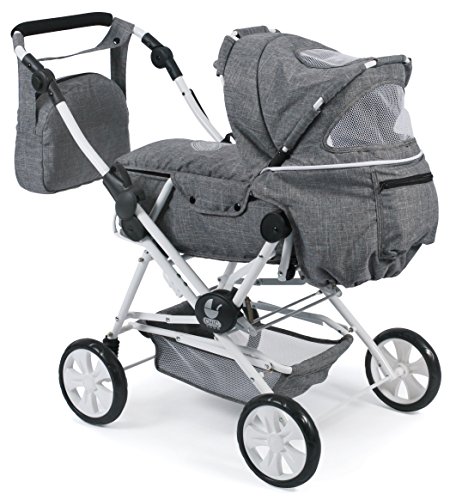 Bayer Chic 2000 562 76 Super Carrito de muñecas Roadstar para niños Grandes, Jeans, Gris