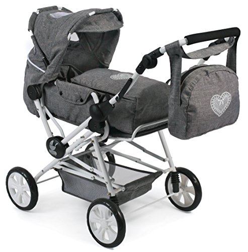 Bayer Chic 2000 562 76 Super Carrito de muñecas Roadstar para niños Grandes, Jeans, Gris