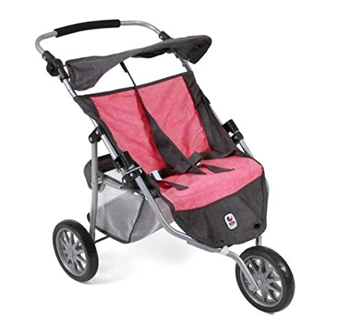 Bayer Chic 2000-Carrito gemelar para muñecas de hasta 50 cm, Color Rosa (697 41)