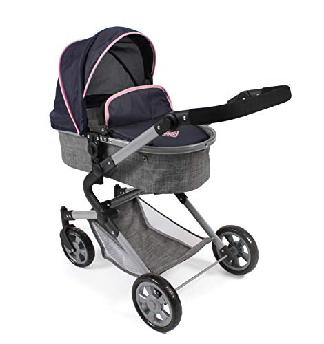 Bayer Chic 2000-Cochecito para muñecas 3 en 1 Lia Coche, bañera y Asiento Deportivo, Color Melange Gris-Navy (597-26)