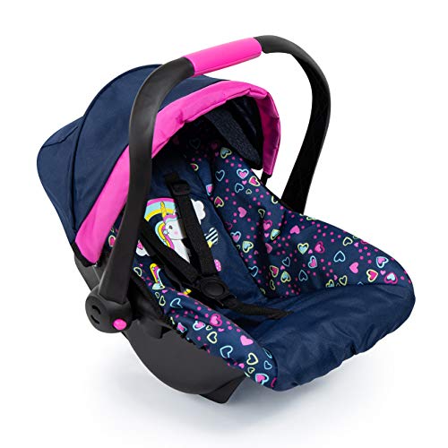 Bayer Design 67917Ab, Silla de Coche Para Muñeca Easy Go, Accesorios, Asiento Para Bebé Muñecos Comel Cinturón, Azul, Rosa Comúnico Rnio y Corazones