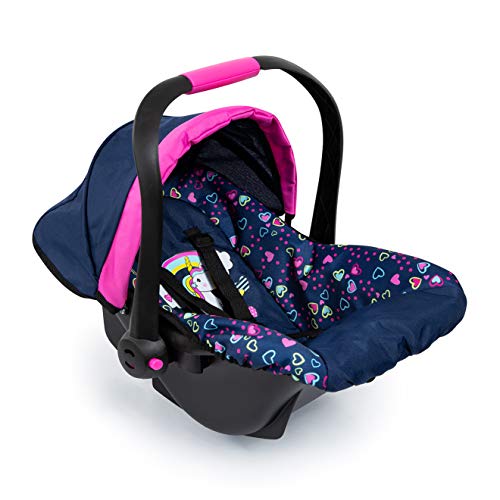 Bayer Design 67917Ab, Silla de Coche Para Muñeca Easy Go, Accesorios, Asiento Para Bebé Muñecos Comel Cinturón, Azul, Rosa Comúnico Rnio y Corazones