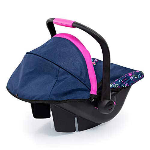 Bayer Design 67917Ab, Silla de Coche Para Muñeca Easy Go, Accesorios, Asiento Para Bebé Muñecos Comel Cinturón, Azul, Rosa Comúnico Rnio y Corazones