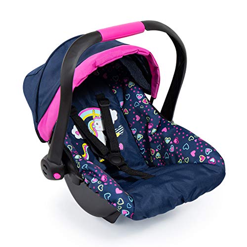 Bayer Design 67917Ab, Silla de Coche Para Muñeca Easy Go, Accesorios, Asiento Para Bebé Muñecos Comel Cinturón, Azul, Rosa Comúnico Rnio y Corazones