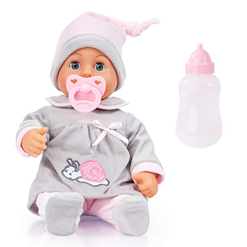 Bayer Design- First Words Baby, 24 Sonidos, 38 cm, Color gris, rosa, caracol (93824BC) , color/modelo surtido