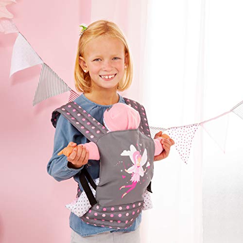 Bayer Design- Portabebés EasyCarry, Transporte, Porta, Accesorios para muñecos, Juguetes para niños, Ajustable, Color gris con hada (62266AA)