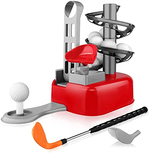 Baztoy Golf para niños, Palos Máquina de Golf Juegos Aire Libre Mini Golf para Casa Jardin Golfista Juguetes para Niños Niña 3 4 5 6 7 8 9 10 11 12 Años Regalos Navidad Cumpleaños Chico Chica