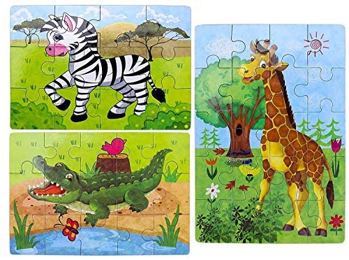 BBLIKE Jigsaw Wooden Puzzles Toy in a Box for Kids, Pack of 4 with Varying Degree of Difficulty Educational Learning Tool Best Birthday Present for Boys Girls (Serie Transporte)