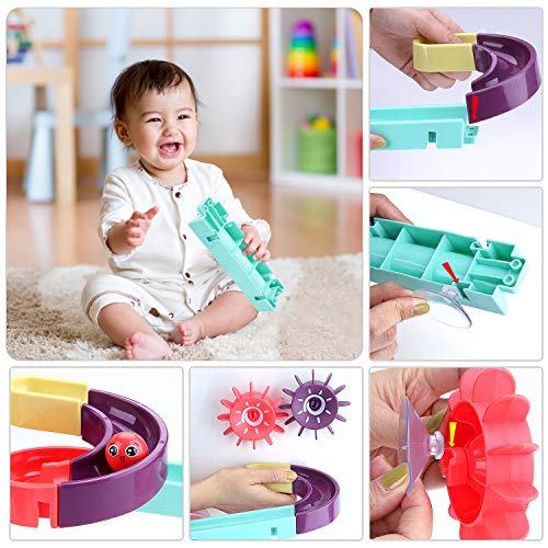 BBLIKE Juego de juguetes de baño para bebés, molino de agua, juguete para bañera, con puzzle de construcción, juguete para niños a partir de 18 meses