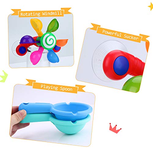 BBLIKE Juego de juguetes de baño para bebés, molino de agua, juguete para bañera, con puzzle de construcción, juguete para niños a partir de 18 meses