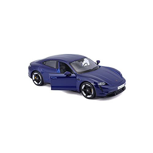 Bburago-18-21098B Porsche Taycan Turbo S en Azul en Escala 1/24 (18-21098B), Color