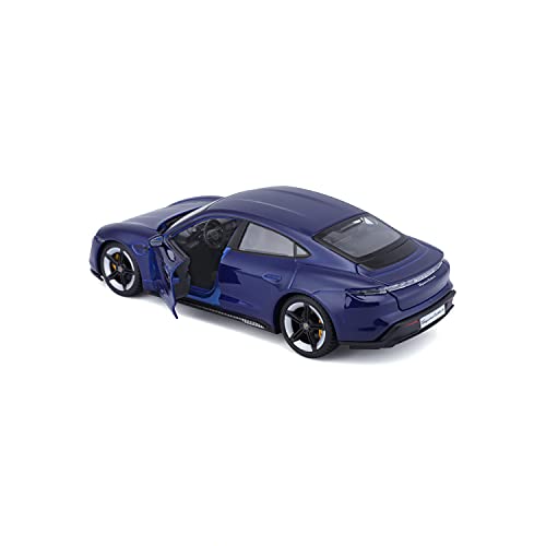 Bburago-18-21098B Porsche Taycan Turbo S en Azul en Escala 1/24 (18-21098B), Color