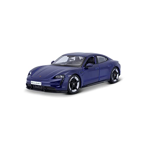 Bburago-18-21098B Porsche Taycan Turbo S en Azul en Escala 1/24 (18-21098B), Color