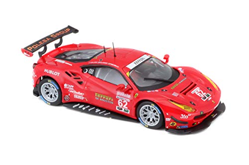 Bburago Ferrari 488 GTE '17: Maqueta de Coche a Escala 1:43, Serie Ferrari Racing, Caja de Regalo, 12 cm, Rojo #62 (18-36301)