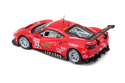 Bburago Ferrari 488 GTE '17: Maqueta de Coche a Escala 1:43, Serie Ferrari Racing, Caja de Regalo, 12 cm, Rojo #62 (18-36301)