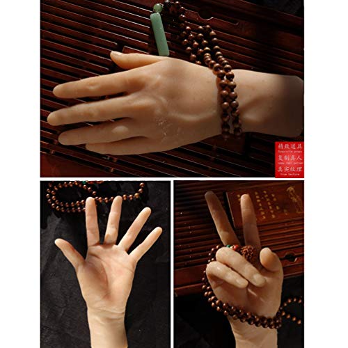 BBX Maniquí De Manos Falsas para Hombre, Modelo De Mano De Silicona, Articulaciones De Los Dedos Flexibles, para Tatuaje, Arte De Uñas, Práctica, Joyería, Guante, Reloj, Escaparate,Wheat Color