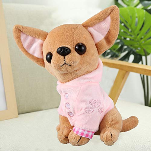 Beauneo 1 Pieza 17Cm Perrito Chihuahua Juguete para Niios Kawaii Muueca Animal De Simulación Regalo De Cumpleaaos para Niias Niios Juguete De Felpa Perro De Peluche Lindo Rosa