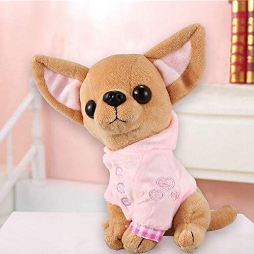 Beauneo 1 Pieza 17Cm Perrito Chihuahua Juguete para Niios Kawaii Muueca Animal De Simulación Regalo De Cumpleaaos para Niias Niios Juguete De Felpa Perro De Peluche Lindo Rosa