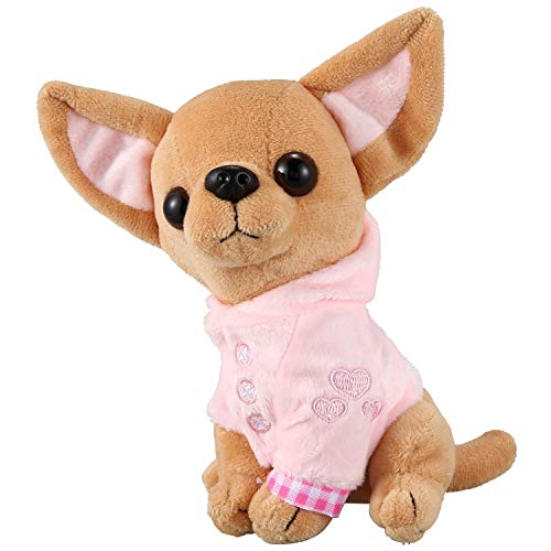 Beauneo 1 Pieza 17Cm Perrito Chihuahua Juguete para Niios Kawaii Muueca Animal De Simulación Regalo De Cumpleaaos para Niias Niios Juguete De Felpa Perro De Peluche Lindo Rosa