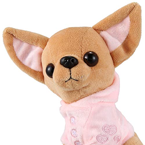 Beauneo 1 Pieza 17Cm Perrito Chihuahua Juguete para Niios Kawaii Muueca Animal De Simulación Regalo De Cumpleaaos para Niias Niios Juguete De Felpa Perro De Peluche Lindo Rosa