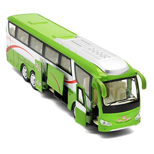 Beauneo 1:32 Modelos de AutomóViles de AleacióN de Alta SimulacióN Autobuses Urbanos Fundidos a PresióN de Metal VehíCulos de Juguete Tirar hacia AtráS y Parpadear y Musical, Verde