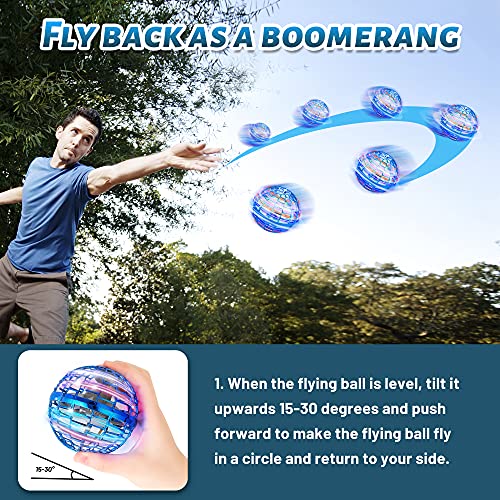 Beavo Fly Orb Juguete Pelota Magica UFO Mini elicoptero voladoras Bola， Juguete Volador de Bumerang con Trucos interminables，helicóptero con Luces LED para niños y Adulto